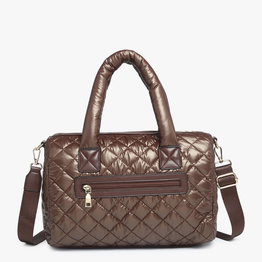 Quilted Nylon Satchel Tote